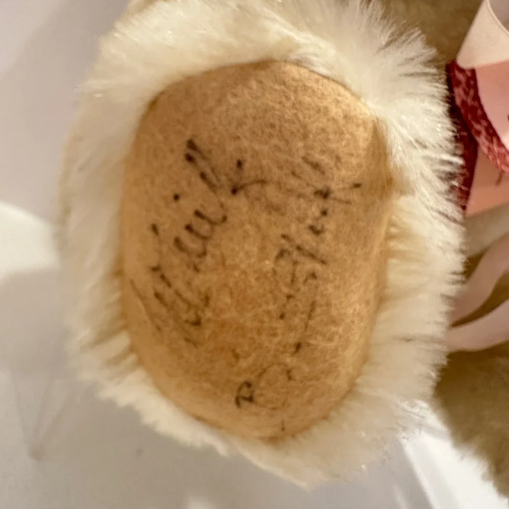 Steiff Ophelia Teddy Bear SIGNED Cream Mohair Lace Collar Vintage German Plush